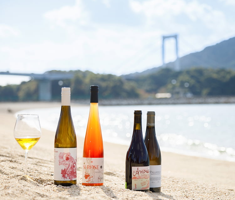 イメージ：浜辺にてお酒各種